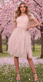 Ethereal Dress “Spring Petal” in Rose Nude Tulle