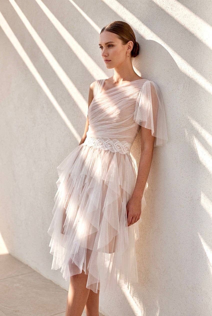 Ethereal Dress “Spring Petal” in Rose Nude Tulle