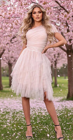Ethereal Dress “Spring Petal” in Rose Nude Tulle