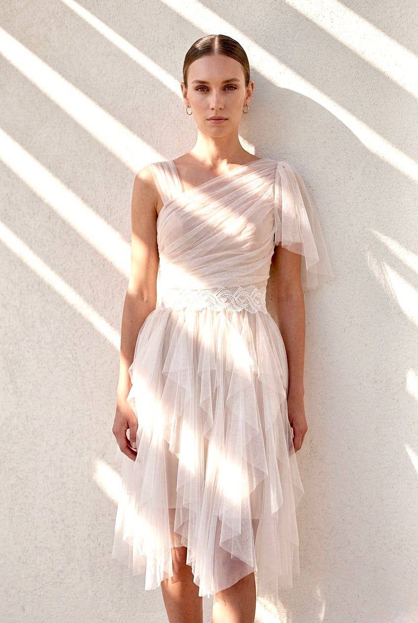 Ethereal Dress “Spring Petal” in Rose Nude Tulle