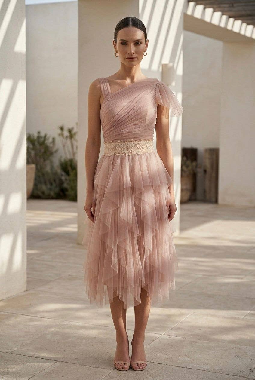Ethereal Dress “Spring Petal” in Rose Nude Tulle