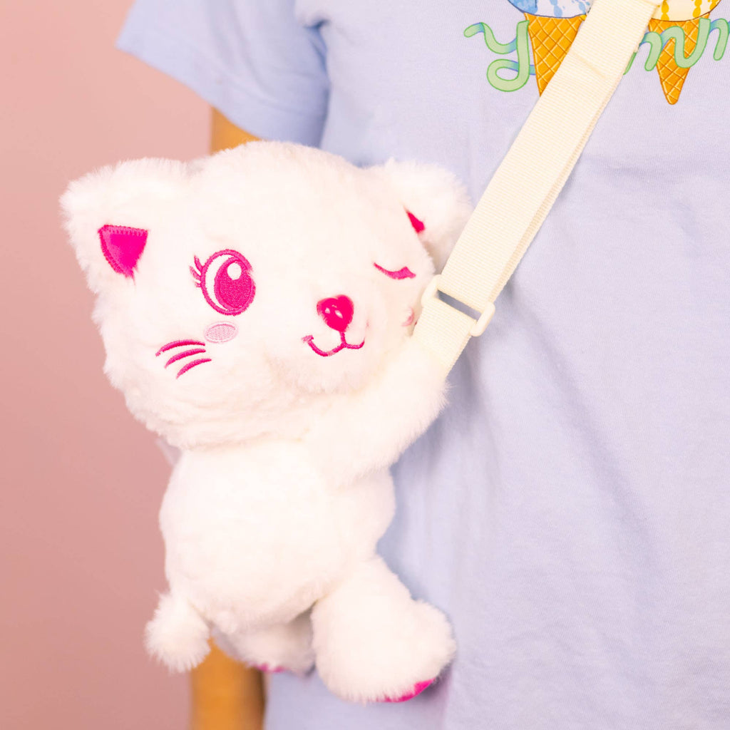 Plush Sling Crossbody Bag - Winky Kitty