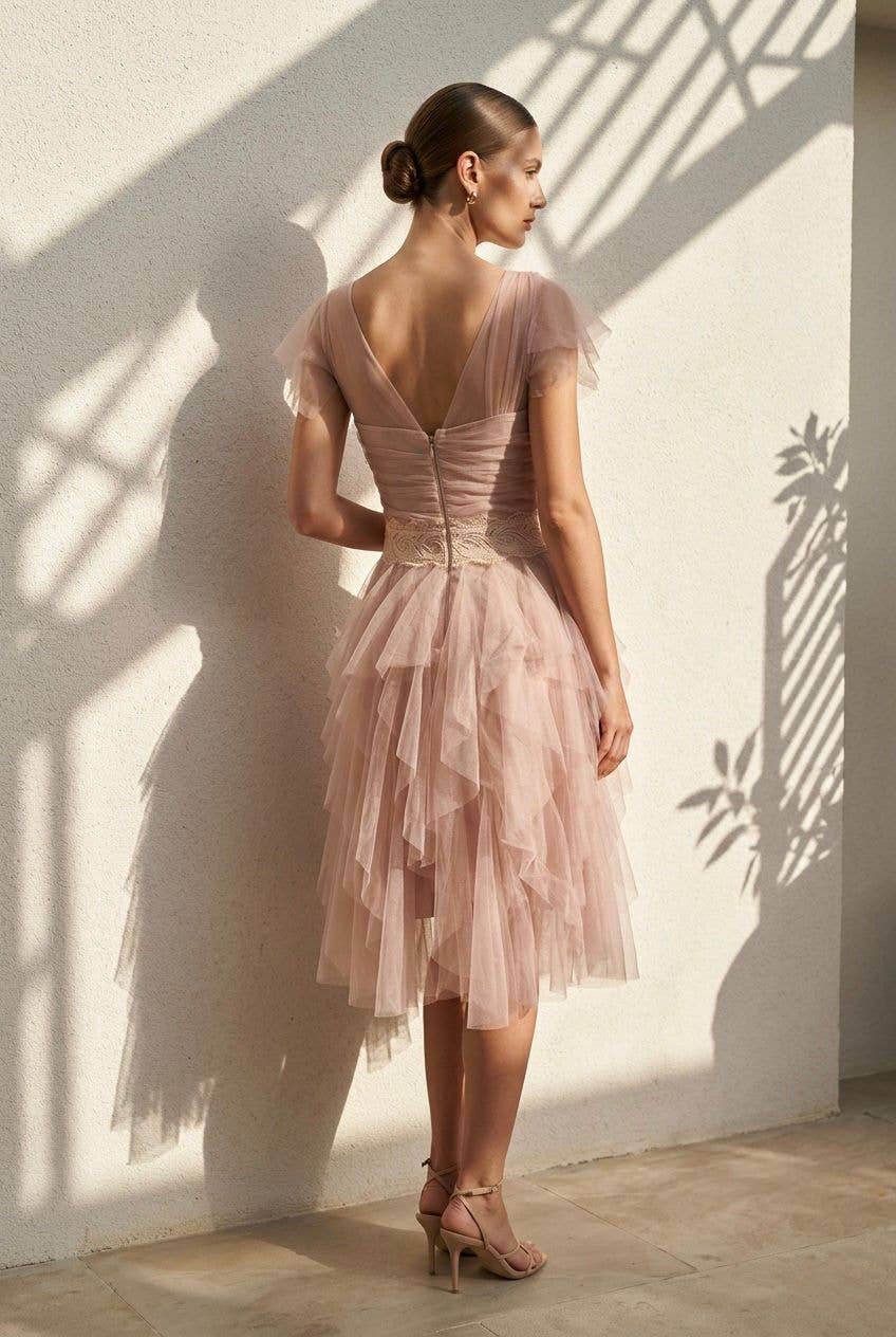 Ethereal Dress “Spring Petal” in Rose Nude Tulle