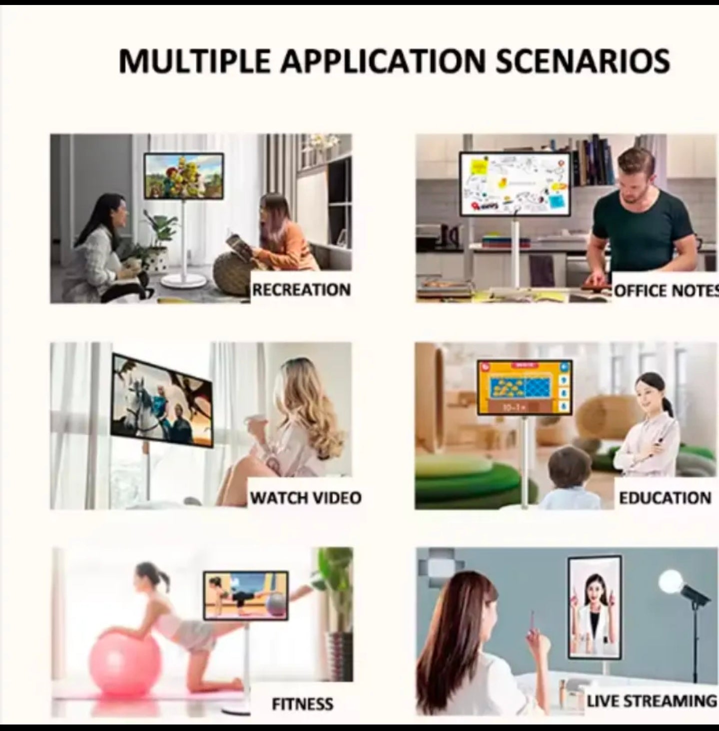 21.5 Inch Touchscreen Portable Smart TV — Rotatable Outdoor TV with 5MP Camera & Adjustable Floor Stand