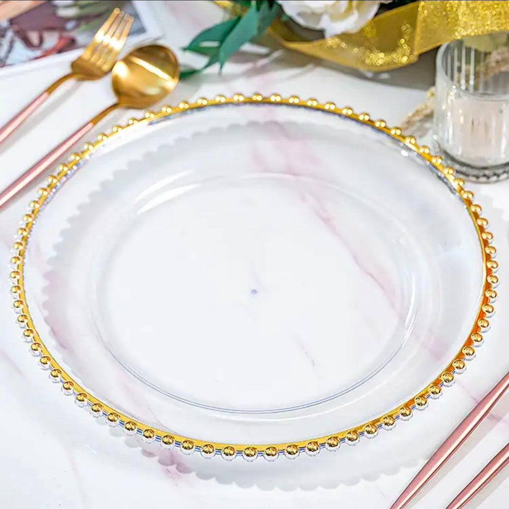 13" Plastic Gold Vintage Dinner Plate Chargers