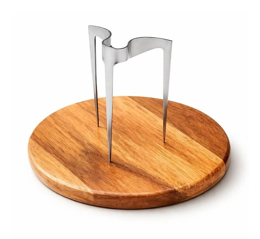 Lurch King Burger Pin with Acacia Wood Plate — Silver