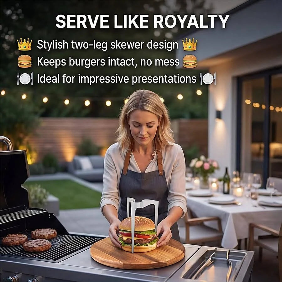 Lurch King Burger Pin with Acacia Wood Plate — Silver